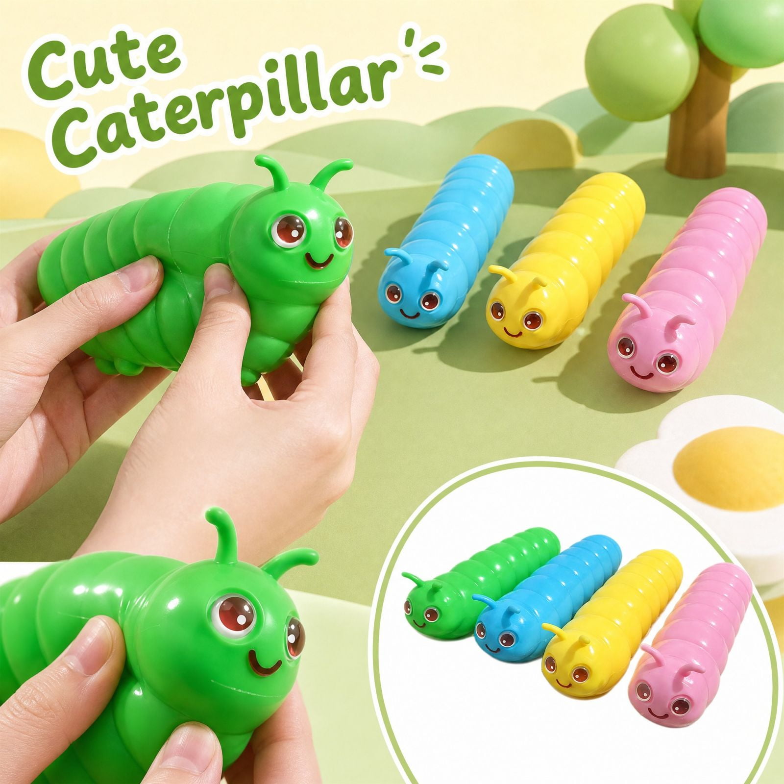 Squishy Fidget Toys Caterpillar Squishy Bendable Stretchable Sensory Item Stress Relief Squishy Toys For Quiet Desk Fidgeting Time Pink