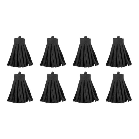 Uxcell 8 Pack Leather Tassel Keychain Charm Bulk for DIY, Black