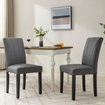 VECELO Set of 2 Upholstered Dining Chairs, Modern Fabric Dining Room Chair with Metal Legs and Padded Seat, Mid-Century Accent Dinner Chair for Living Room, Kitchen, Dark Gray