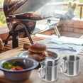thumbnail image 4 of HEANUJJ 1Set Picnic Cookware Silver Stainless Steel Durable Portable Camping Cooking Pot and Pan Set, 4 of 8