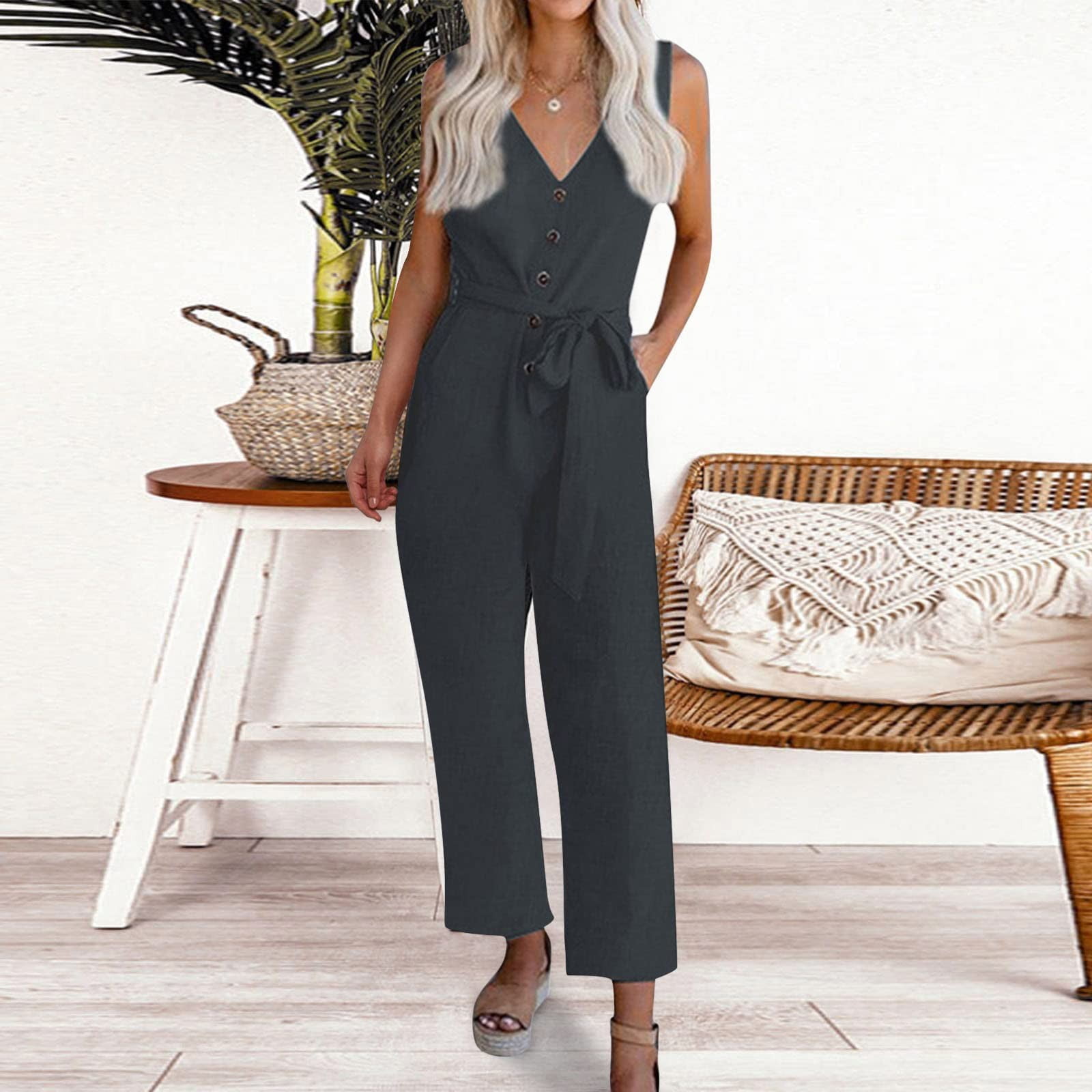 Act Now！ HIMIWAY Rompers for Women Summer Dressy Rompers for Women Casual  Fashion Women's V-Neck Hollow Short Sleeves Casual Long Pants Wide Leg  Pants Jumpsuits White XXL 