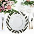 thumbnail image 4 of Ryvnso Black and White Lines Round Plate Mats Dining Table Placemat Set of 4 for Holiday Decoration, 4 of 7