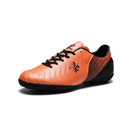 

Harsuny Boys Sports Non Slip Football Shoes Lightweight Soccer Cleats Sneakers Outdoor Comfort Lace Up Training Shoes Orange Black 9