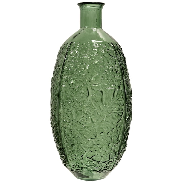 Forrest Green Embossed Recycled Spanish Glass Vase Accessory Oval