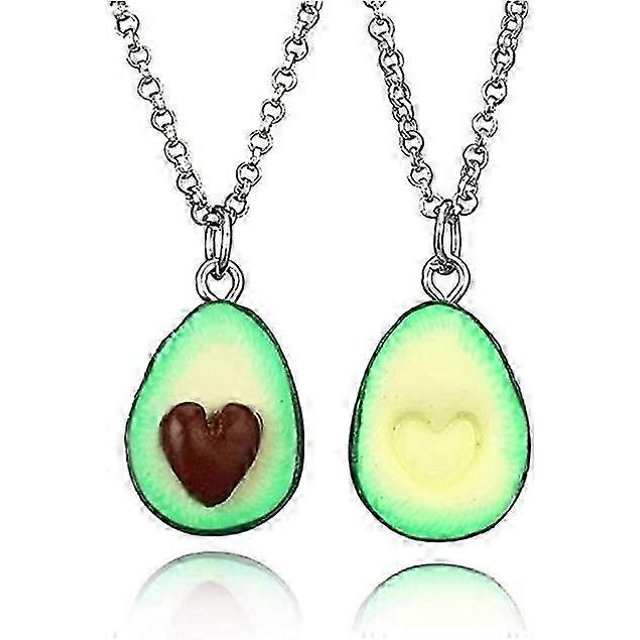 2 collares de frutas para mejores amigas, collares de aguacate con colgante de corazón, juego de 2 para mujeres y niñas. Lucky_B