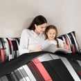 thumbnail image 5 of Manfei Black Red Gray Bedding Comforter Set 2pcs, Modern Gradient Stripe Twin Comforter Sets, Contemporary Geometric Bedding Set, Microfiber Bedroom Decor, 5 of 8