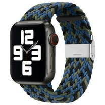 Compatible with Apple Watch Bands 42mm 44mm 45mm, Stretchable Braided Solo Loop Elastics Women Men Replacement Sport Wristband ， with Stainless steel Buckles Camouflage