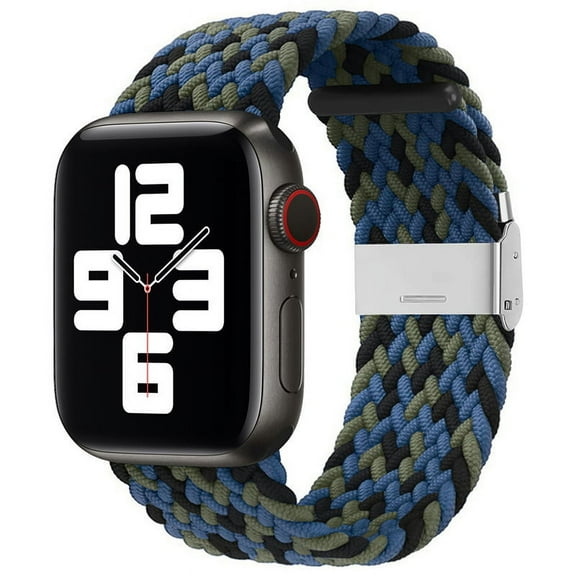 Compatible with Apple Watch Bands 38mm 40mm 41mm , Stretchable Braided Solo Loop Elastics Women Men Replacement Sport Wristband, with Stainless steel Buckles Camouflage