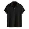 thumbnail image 4 of Mems Polo Shirts Short Sleeve Waffle Tees Shirt Lightweight Black Mens Dress Shirts, 4 of 9