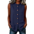 thumbnail image 2 of TGSLY Women's Linen Mandarin Collar Tank Tops Lightweight Soft Crew Neck Sleeveless Button Down Vest Relaxed Fit Dressy Casual Solid Color Shirts with Pocket XXXL, 2 of 7