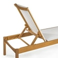 thumbnail image 6 of Lagunan 77.56"x26.38" Modern Minimalist Adjustable Acacia Wood Chaise Outdoor Lounge Chair, White/Natural, 6 of 9