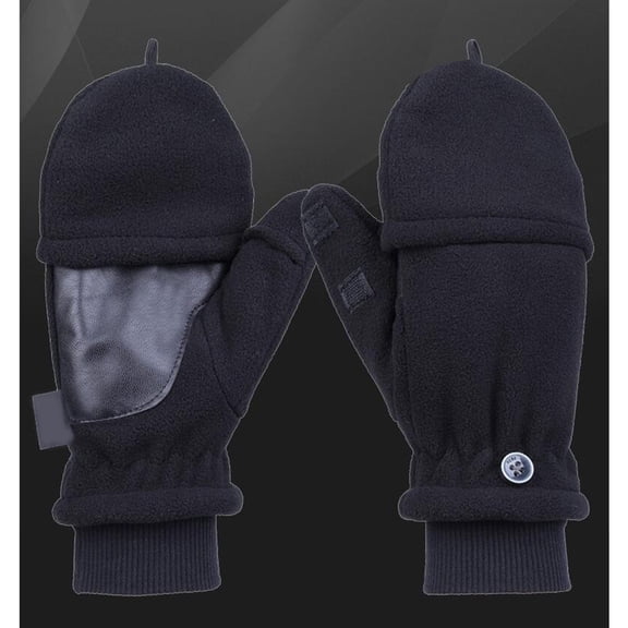 Milisten Men's Black Double Layers Warm Half-Finger Gloves Thicken Cover Gloves for Riding Outdoors