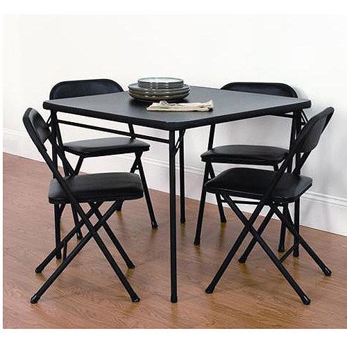 Mainstays 5 Piece Card Table and Chair Set, Black - Walmart.com Mainstays 5 Piece Card Table and Chair Set, Black - Walmart.com