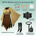 thumbnail image 3 of MYATED 8PCS Women Elf Costume Renaissance Traditional Irish Dress,Medieval Dress,Fairy Costume Suitable for Halloween Cosplay (Khaki and Brown,L), 3 of 7