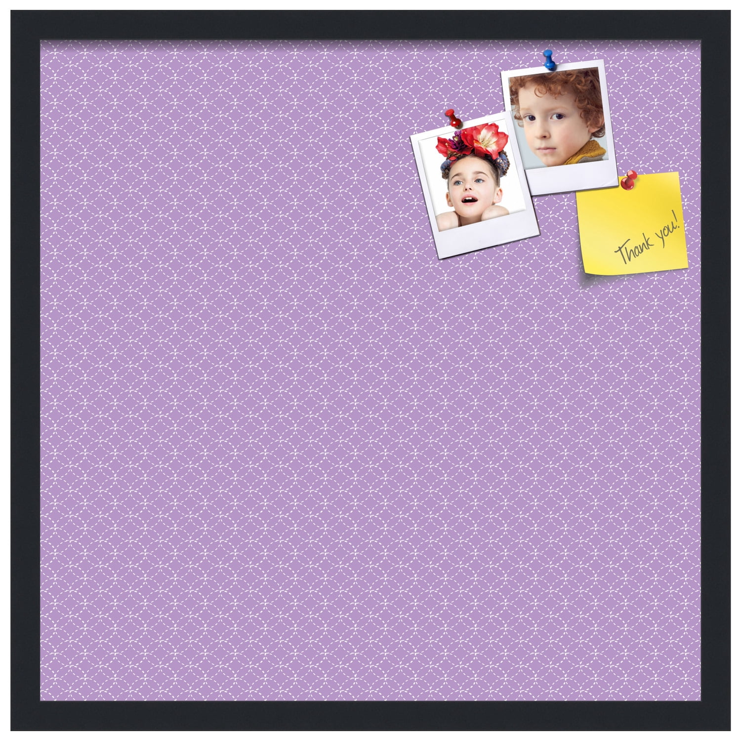 PinPix 22x22 Custom Cork Bulletin Board Purple Circles Poster Board Has a Fabric Style Canvas Finish, Framed in Purple Circles, by ArtToFrames (PinPix-493)