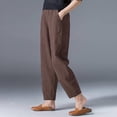 thumbnail image 4 of Lroveb Casual Pants for Women, High Waisted Baggy Straight Leg PantsWomens 2024 Loose Large Solid Color Slimming Nine Point Pants Coffee, 4 of 4