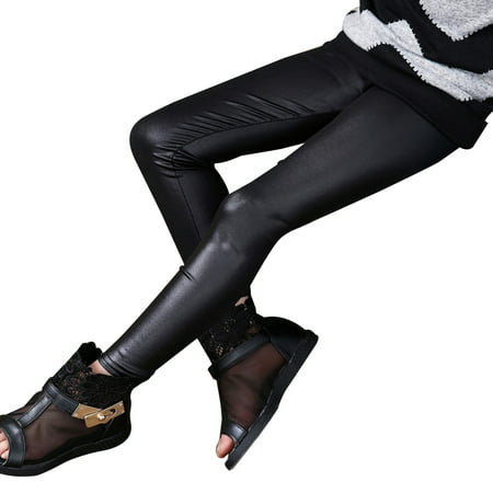 High quality Girls Faux Leather Leggings Children Pants Leather Girls