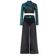 thumbnail image 3 of SiiRoh Girls Modern Jazz Dance Performance Set Sequins Crop Top and Chiffon Wide-Leg Side Slit Pants Green 16, 3 of 7