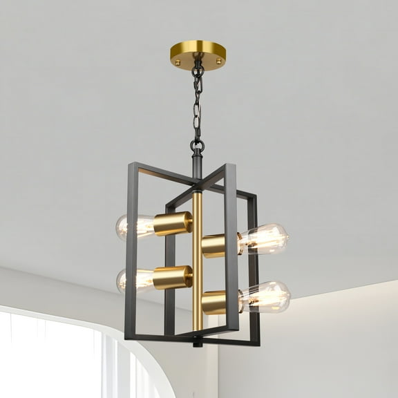 4-Light Modern Geometric Chandelier for Living Room Dining Room Hallway