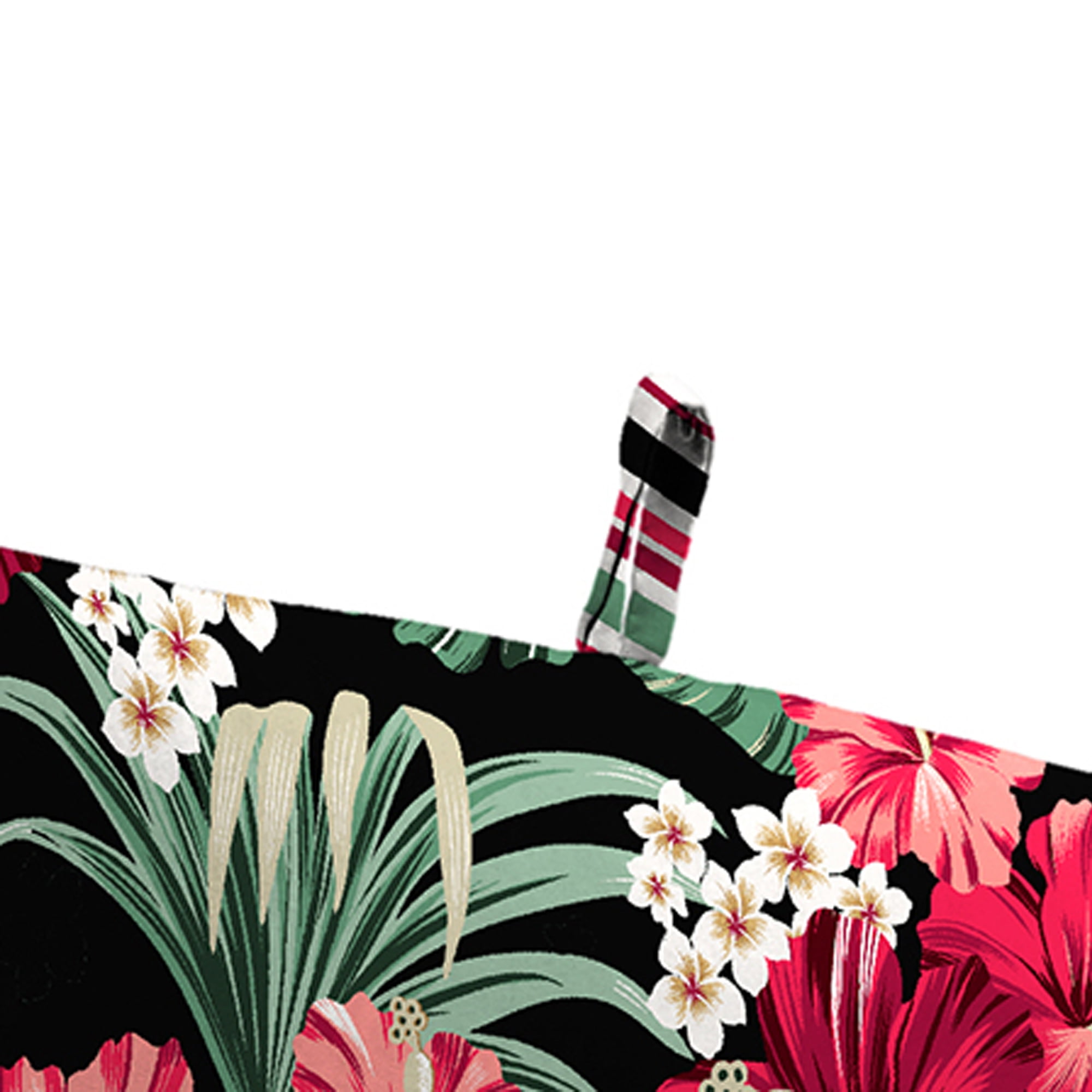 Jordan Manufacturing 42" x 20" Megara Beacon Black Tropical and Windsurf Beacon Red and Green Stripe Reversible Rectangular Outdoor Chair Cushion with Ties and Hanger Loop