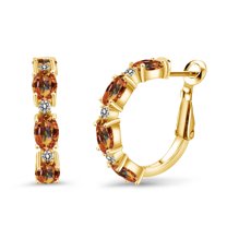 Gem Stone King 4.20 Ct Ecstasy Mystic Topaz White Diamond 18K Yellow Gold Plated Silver Hoop Earrings