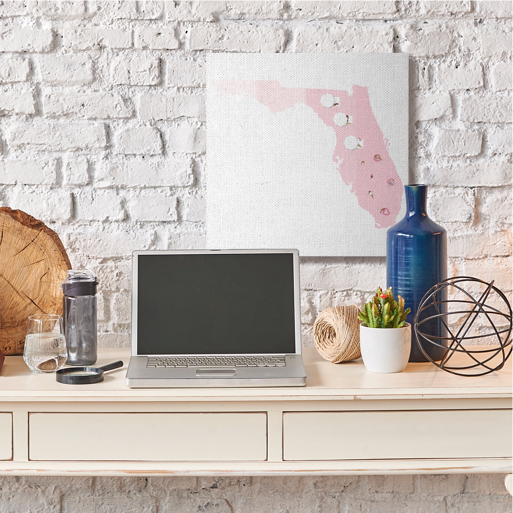 Stupell Industries Florida State Outline with Coastal Sunbathers Canvas Wall Art, 36 x 36, Design by Victoria Kukla