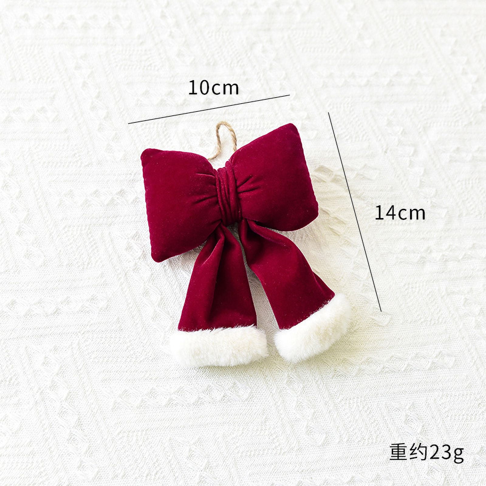 Dalrosia 6PCS Christmas Wine Red Bow Velvet Christmas Swag Bow Xmas Tree Hanging Decorations Christmas Bows Ornaments for Home Outdoor Indoor Party Fence Fireplace Stairs