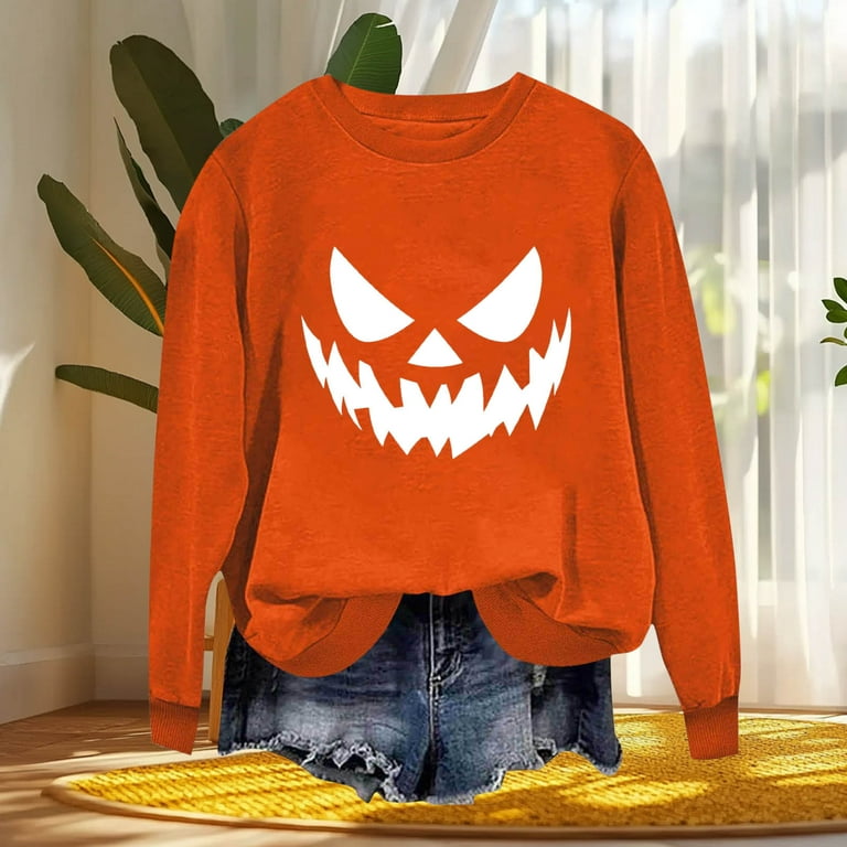 Generic Womens Halloween Sweatshirt Oversized Cute Ghost Crewneck