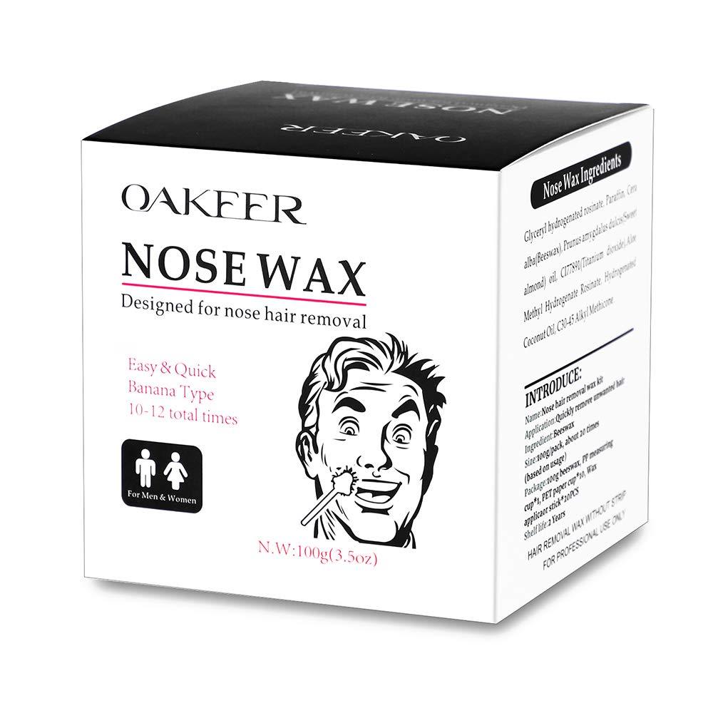 Oakeer Nose Wax Kit,Nose Wax Hair Remover for Men Women 100g Nose Wax