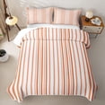 thumbnail image 2 of Castle Fairy Retro Vertical Stripe Quilt Full 3-Piece,Minimalist Thin Line Full Bedspread Sets,Terracotta Pink White,1 Coverlet and 2 Pillowcases, 2 of 7