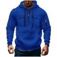 thumbnail image 2 of DODADAWANJ Mens Tactical Hoodies Pullover Big and Tall Quarter Zip Up Workout Hooded Sweatshirts with Pockets Long Sleeve Military Hoodie Blue XXL, 2 of 4