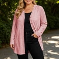 thumbnail image 5 of SAWOBUUN Lightweight Cardigan for Women Soft Button Down Long Sleeve Casual Open Front Tunic Jacket with Pockets, 5 of 9