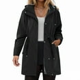 thumbnail image 2 of GEWSEY Plus Size Rain Jackets For Women Waterproof Rain Coats with Hood Lightweight Windbreaker Outdoor Trench Coat (Black, 3XL), 2 of 9