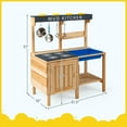 thumbnail image 3 of Costway Kids Kitchen Playset Wooden Outdoor Mud Kitchen Pretend Play Toy W/ Kitchenware, 3 of 10