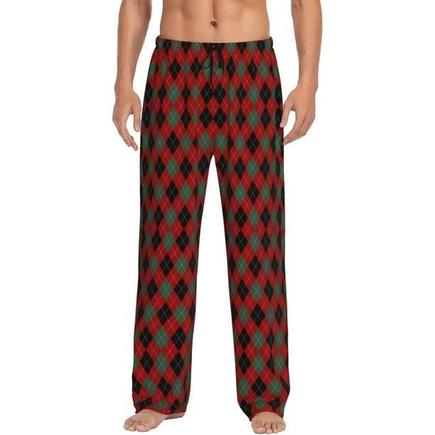 Balery Argyle Plaid Pantalones de pijama para hombre, pijama ultraligero, pantalón de descanso-X-Large