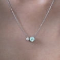 thumbnail image 4 of JeenMata March Birthstone Pendant Two Stones Necklace - in White Gold Plating Over Silver, 4 of 6