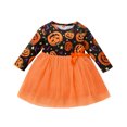 thumbnail image 2 of ibiyuan Halloween Dresses Toddler Ruffle Halloween Outfit Girl Cute Print Girl Clothes Puff Sleeve Tulle Dress Halloween Dress Party, 2 of 3