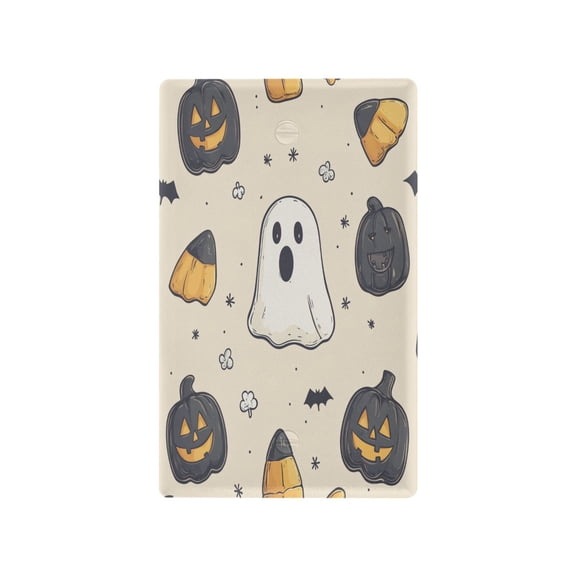 Yayeee Blank Wall Plate Cover 1-Gang 4.5"x2.7" Home Unused Decorative Outlet, Halloween Black Pumpkins
