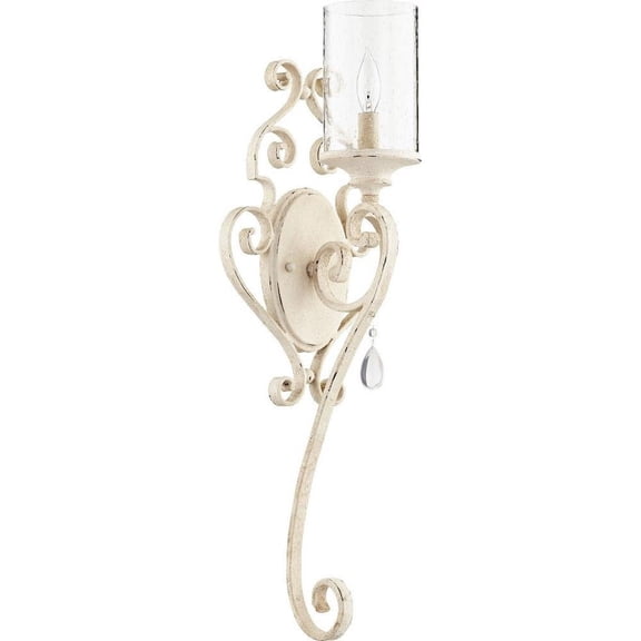 1 Light Traditional Crystal Accent Wall Sconce with Clear Glass-26.25 inches H By 9.25 inches W-Persian White Finish Bailey Street Home