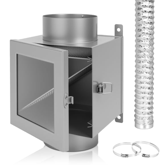 Dryer Duct Lint Trap, Indoor Dryer Vent Kit Filter Box with 8FT 4" Dryer Vent Hose, 2 Clamps, 2 Stainless Steel Filter Mesh, Electric Dryers