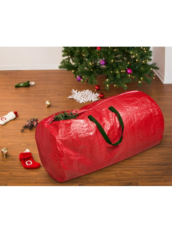 Honey-Can-Do Polyethylene 7' Christmas Tree Storage Bag with Handles, Red