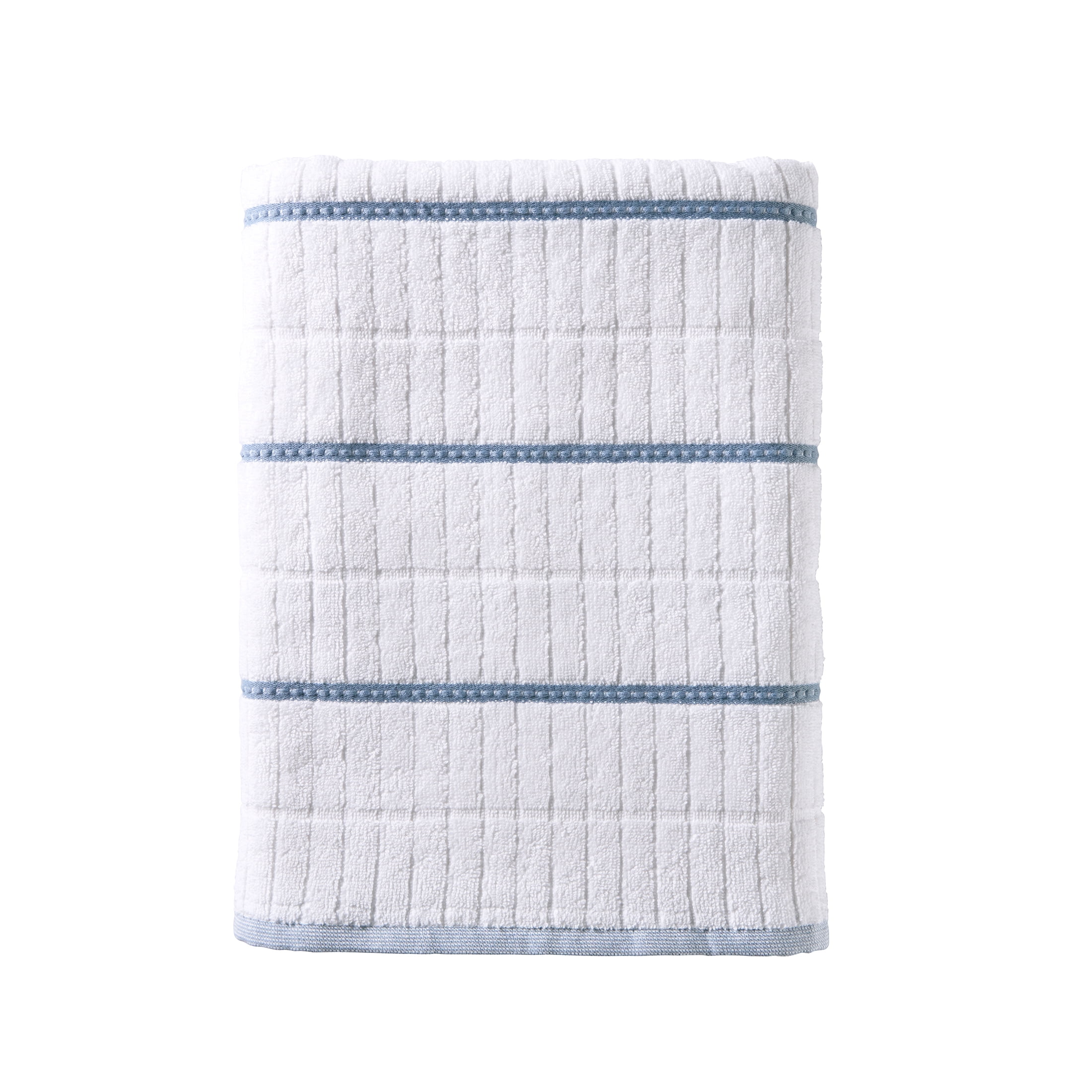 Better Homes & Gardens Soft Cotton Textured 4 Piece Bath Towel Set,Blue Silver