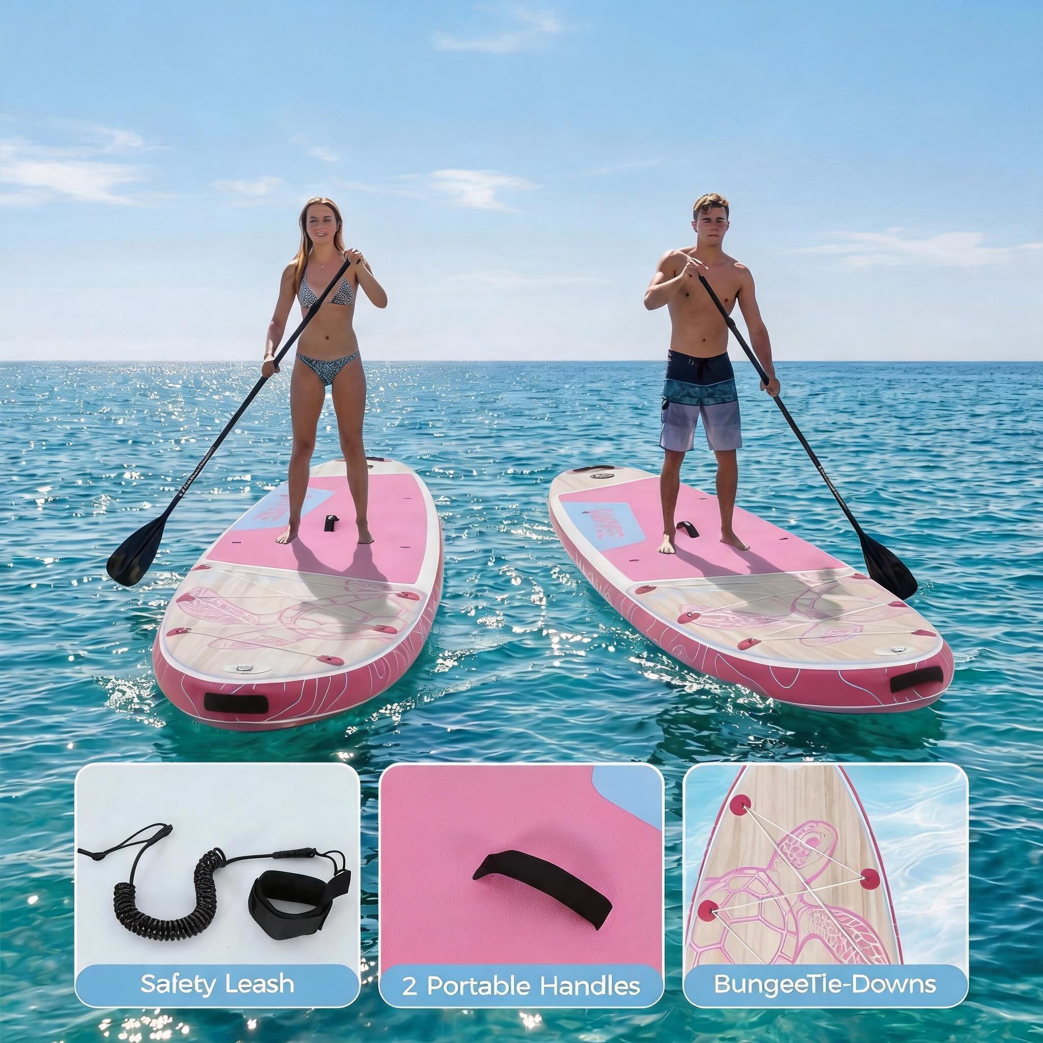 11ft Inflatable Stand Up Paddle Board, 34" Wide Ultra-Stable ISUP with Water Bag, 420 lbs Weight Capacity, 6" Thick Durable Non-Slip Deck, All-Round Paddle Board for Adults & Youth