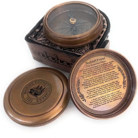 Brass Compass 2" | Engraved Quote Gift for Birthday Anniversary Wedding Christmas Thanksgiving Graduation Confirmation Baptism