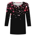 thumbnail image 5 of POTETI Valentines Blouses for Women Romance 3/4 Sleeve Shirts Casual Crew Neck Sweet Print Gift for Wife Tops, 5 of 5