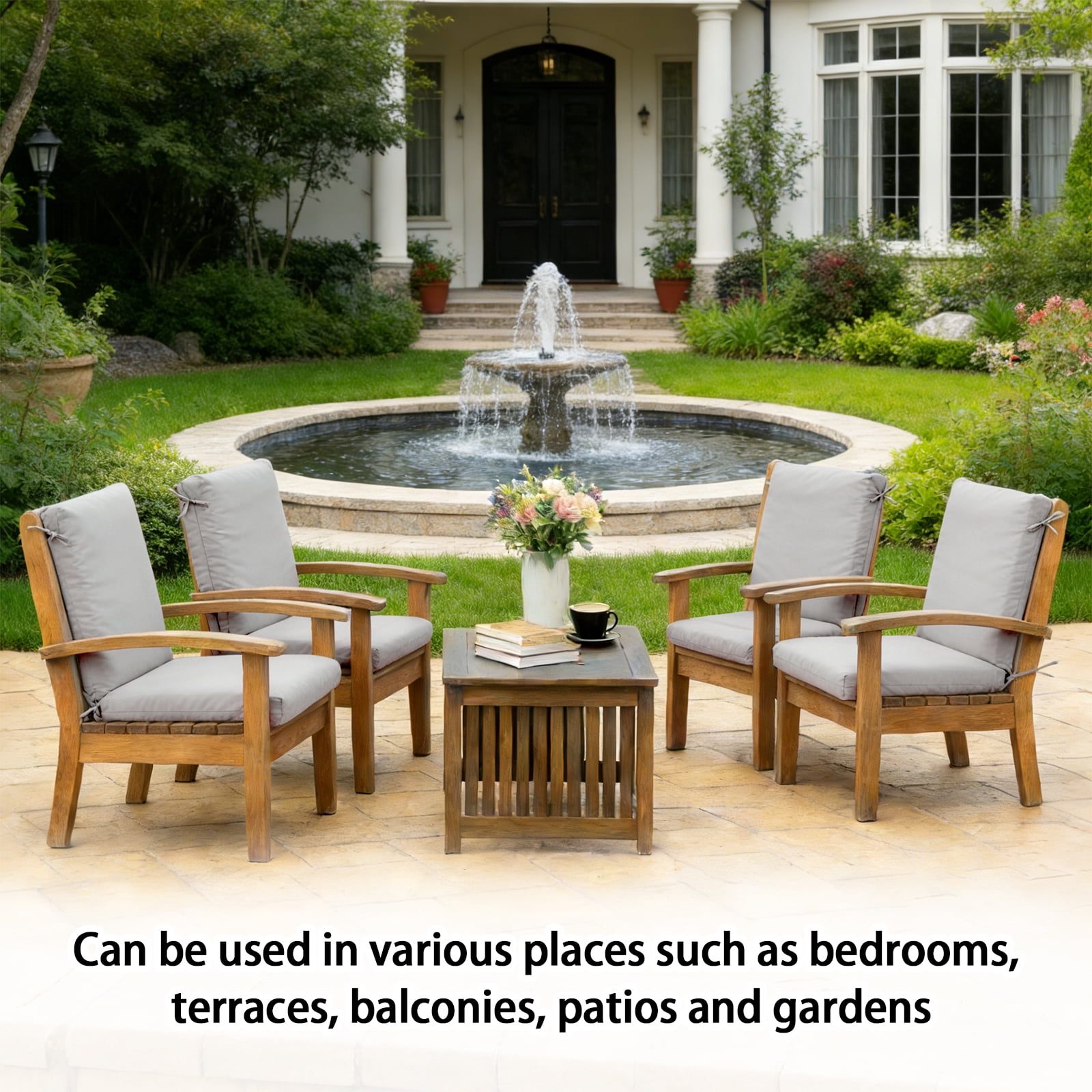FKS LIFE Outdoor Seat Cushion, 20" x 20" x 4" Patio Furniture Replacement Cushions 2 Set