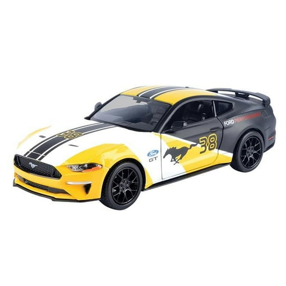 Motormax 73911 2018 Ford Mustang GT No.38 White & Matt Black with Yellow Graphics GT Racing Series 1-24 Diecast Model Car