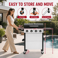 thumbnail image 2 of Syngar 4 Burner BBQ Grill, Propane Gas Grill with Foldable Side Table, 42000 BTU Barbecue Grill, Stainless Steel, 432 Sq. In. Grilling Area, Bottle Opener, Hanging Basket, Thermometer, Camping, 2 of 10