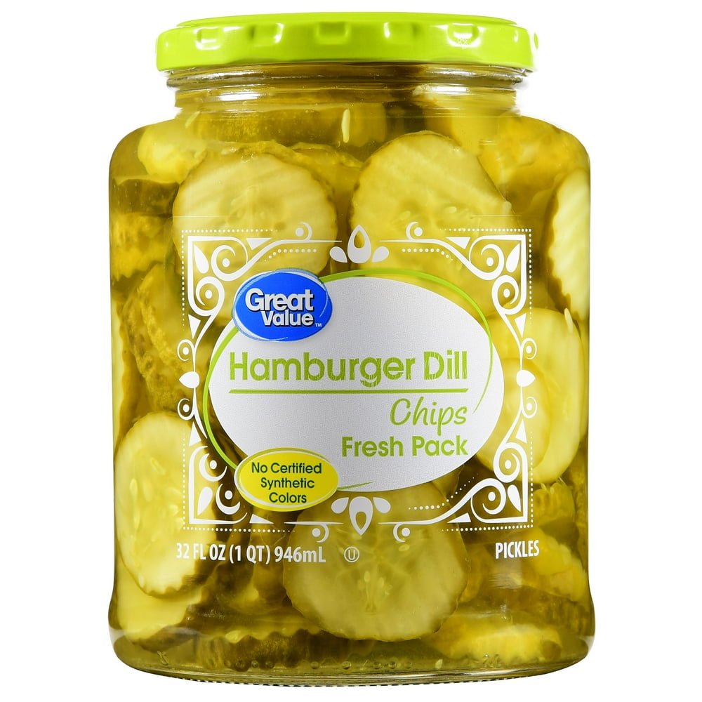 Great Value Hamburger Dill Chip Pickles, 32 fl oz