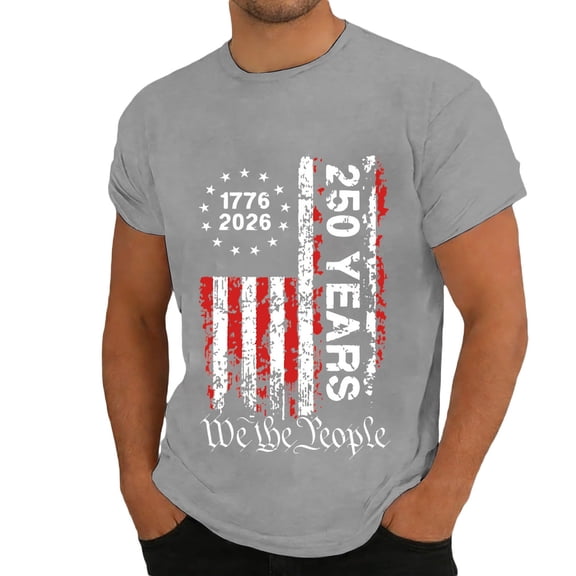 Men’s We The People 250th Anniversary Patriotic T-Shirt, 1776-2026 American Flag Graphic Tee For Anniversary Celebration Comfortable Fit